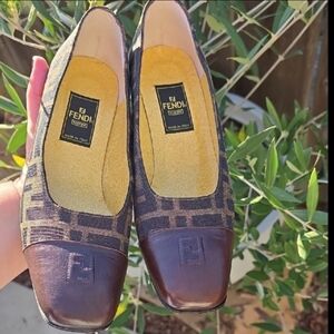 Fendi Women's Patterned Brown Slip-Ons